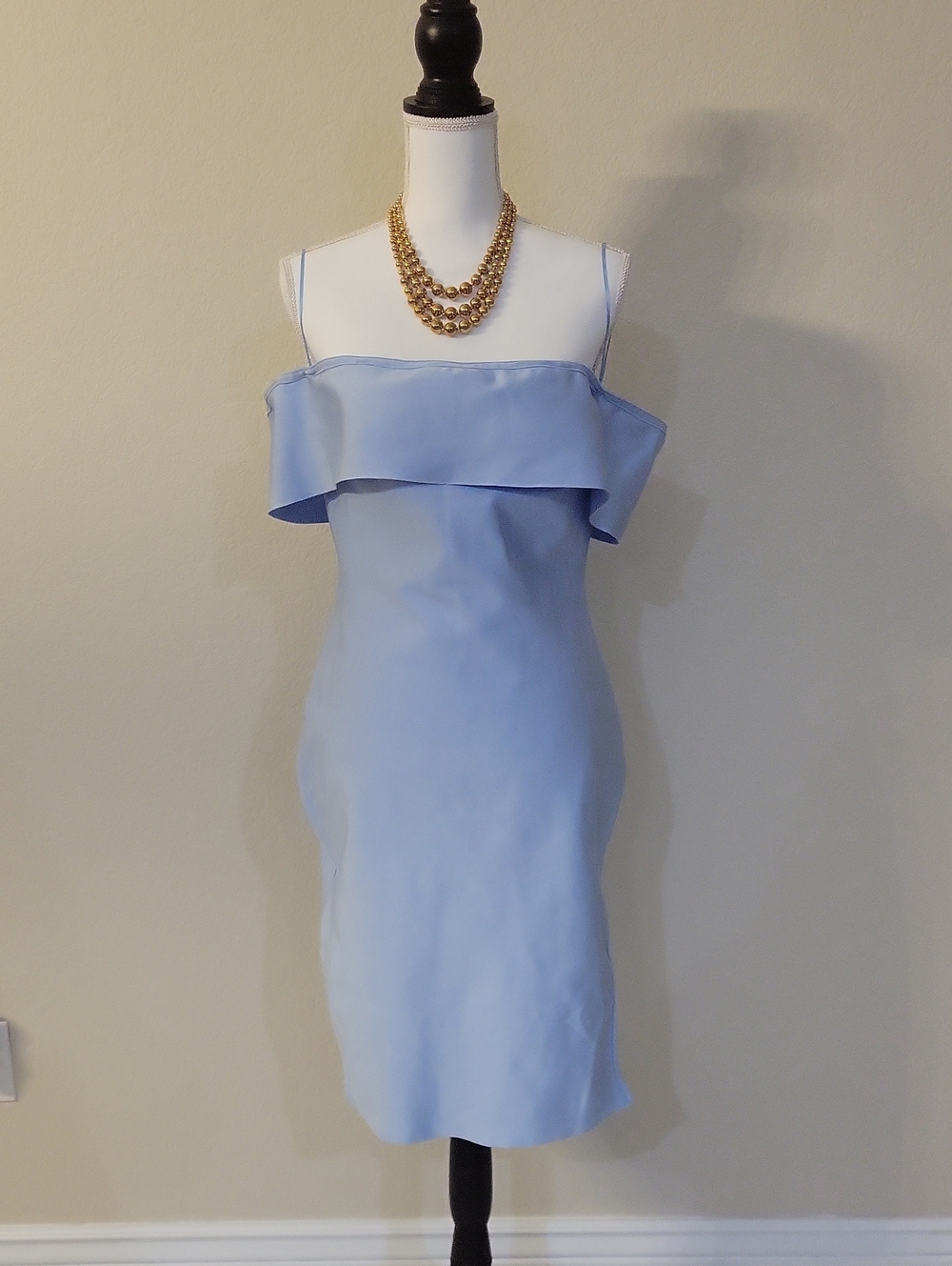 Akira Strapless Light Blue Ruffle Sheath Dress